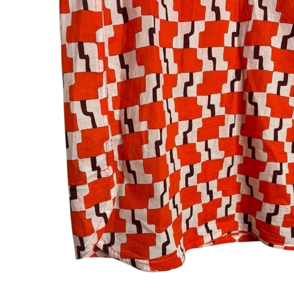 Emme Marella Abstract Artsy Orange Sleeveless Button Collar Top Size 44- US 8 - Picture 5 of 11